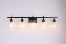 Lit Up Lighting LIT5325BK+MC-CL - 5x60 E26 -Light vanity in Black with clear glass with multiple replaceable socket rings